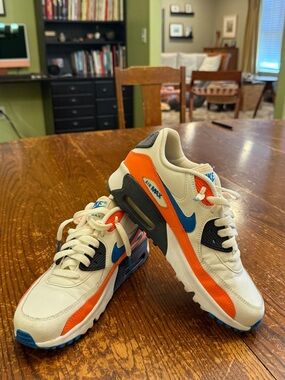 Nike Kids White Orange and Blue Air Max Sneakers